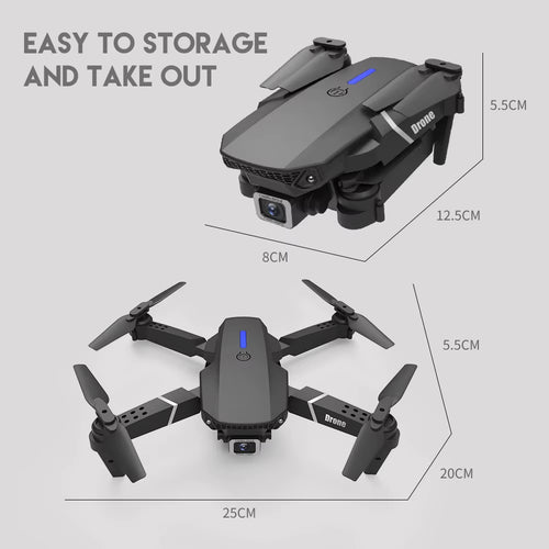 E88 Pro Drone with Wide Angle HD 4K Dual Camera Height Hold Wifi RC 100 Meters Foldable Quadcopter Dron Toys
