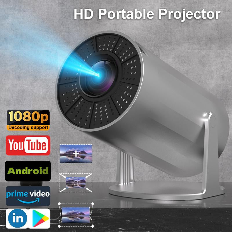 Portable Projector 2.4/5G Wifi 360° HD LED 200 Inch Screen Built-In Speaker Multifunctional Projector for Home Cinema and Outdoor Use