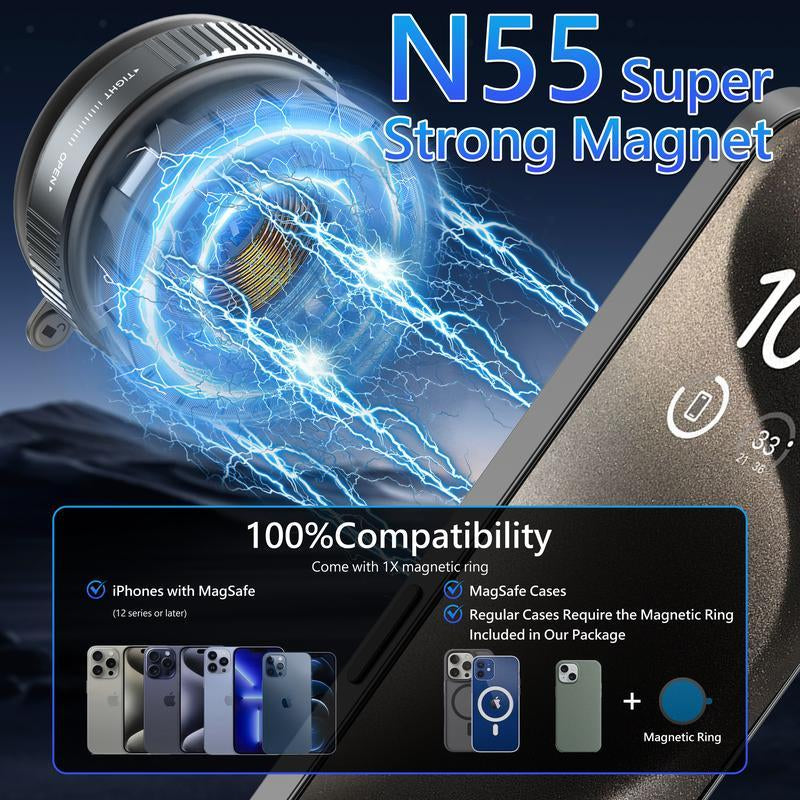 Universal Magnetic Car Phone Holder - Strong Vacuum Suction Cup Mount for All Smartphones & Vehicles | Foldable Design Works on Dashboard, Gym & Bathroom Mirrors Base Ajustable