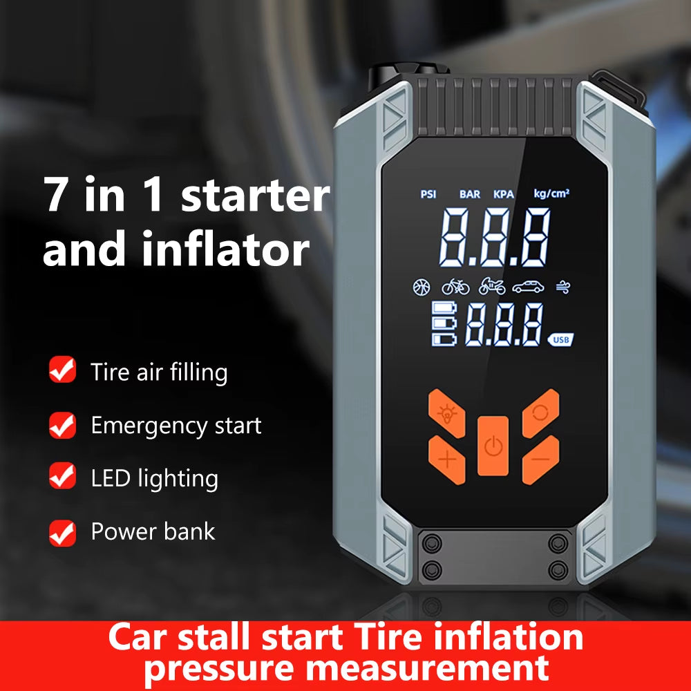 Portable Car Jump Starter Power Bank with Air Compressor for 12V Vehicle 7200Mah Strong Start Jump with Air Pump