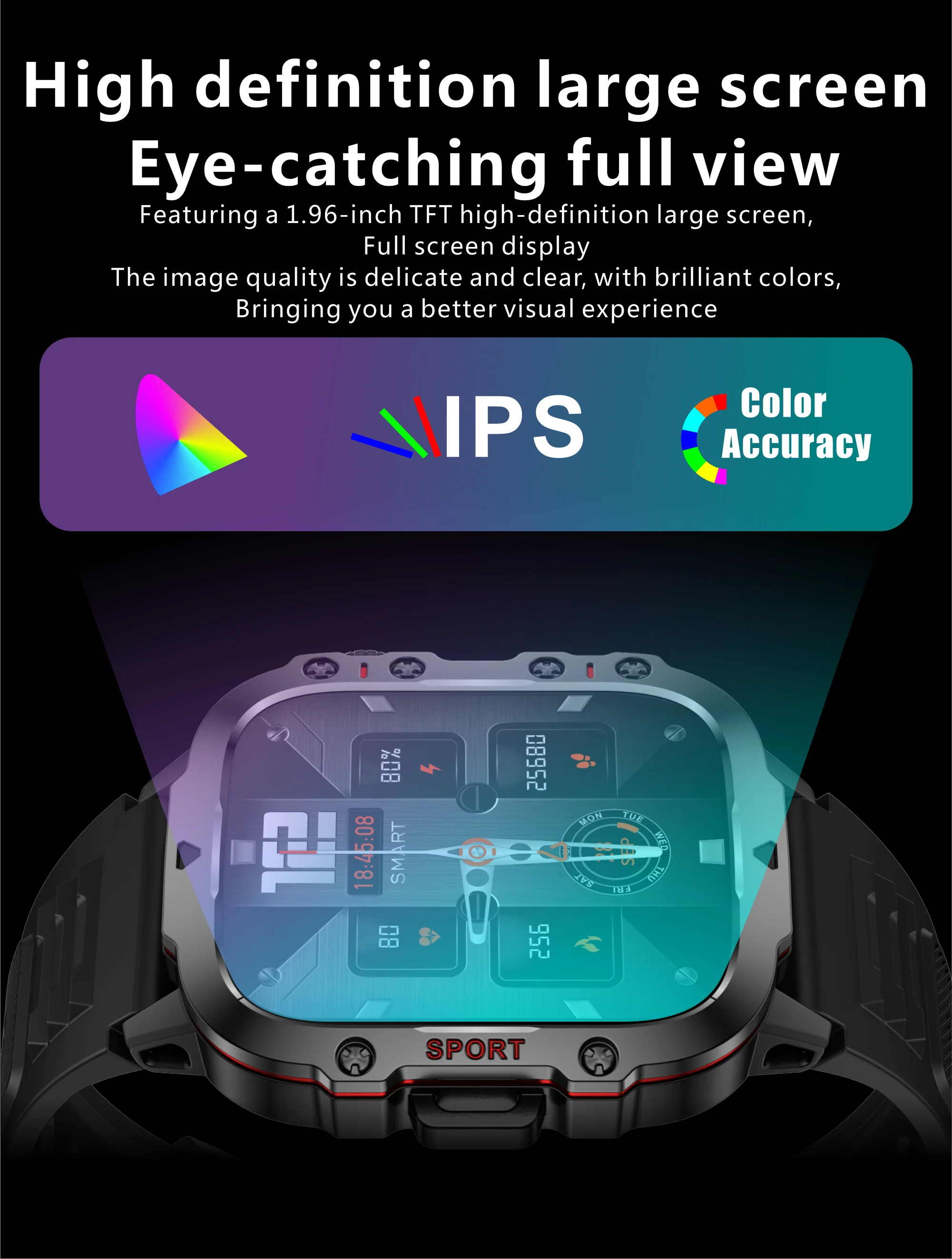 VALDUS 1.96 Inch HD Screen Multi Sport Mode Smartwatch Supports Flashlight Breathing Training QX11 Waterproof Smart Watch