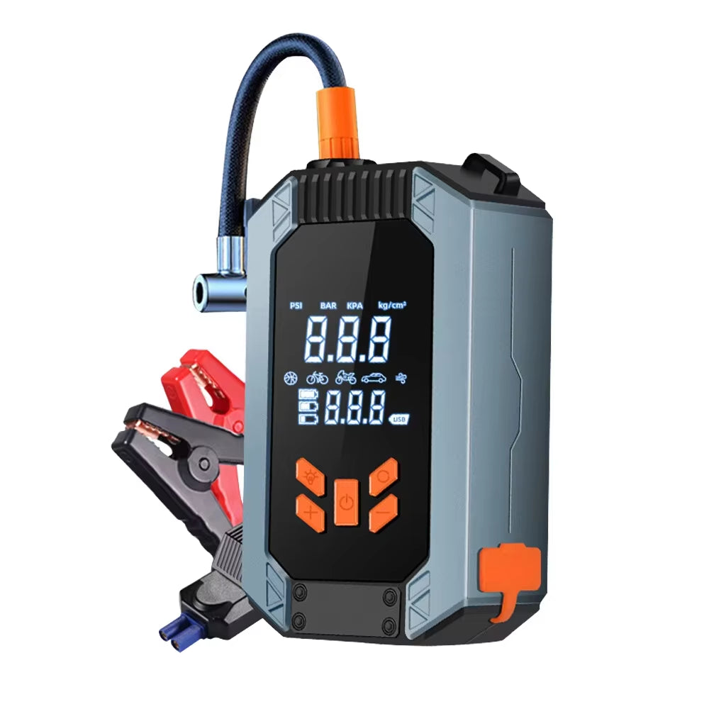 Portable Car Jump Starter Power Bank with Air Compressor for 12V Vehicle 7200Mah Strong Start Jump with Air Pump